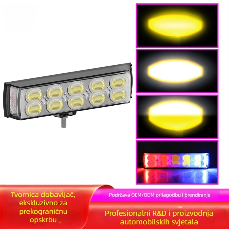 LED reflektor za motocikle za terenska vozila s crveno-plavim upozoravajućim svjetlom – prednje svjetlo i radna svjetlost