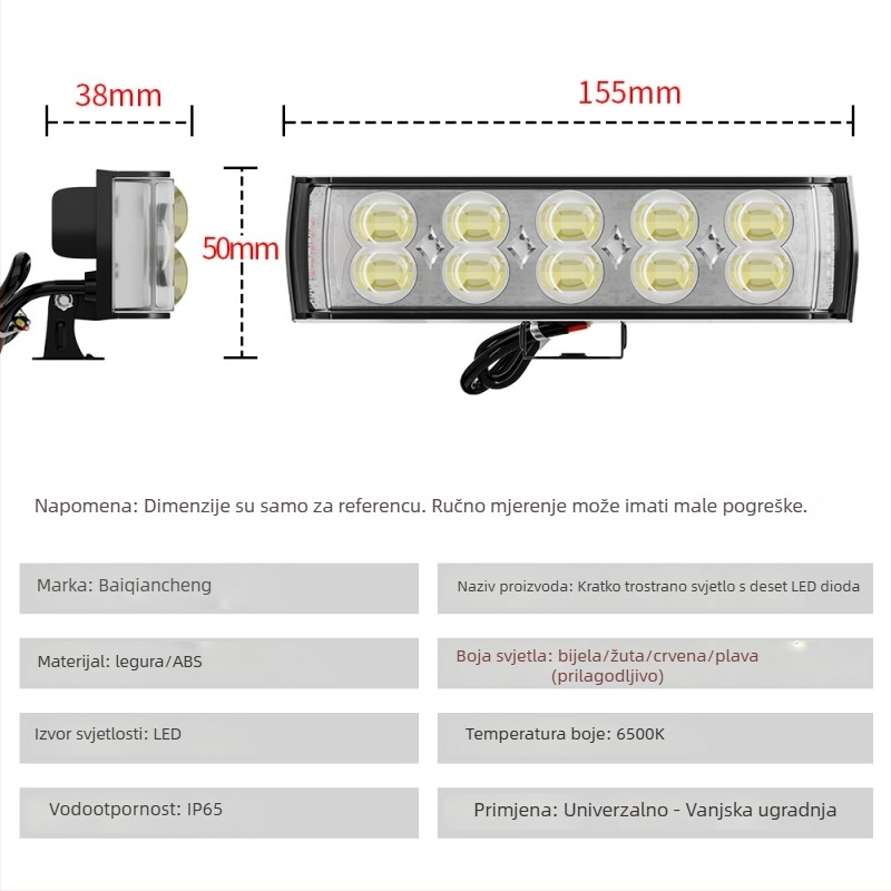 LED reflektor za motocikle za terenska vozila s crveno-plavim upozoravajućim svjetlom – prednje svjetlo i radna svjetlost
