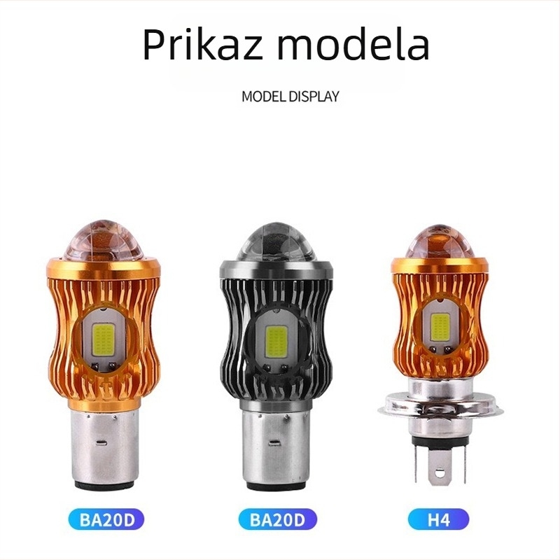 LED far motocikla H4 BA20D za električni motocikl – visoko i nisko svjetlo s lećom