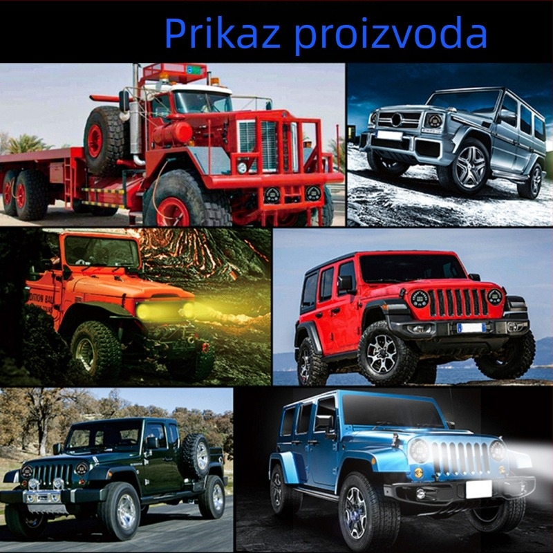 7-inčni Harley stil LED far, Caterpillar model, dvobojna žuto-bijela, visoka i niska snop, za motocikle i terenska vozila