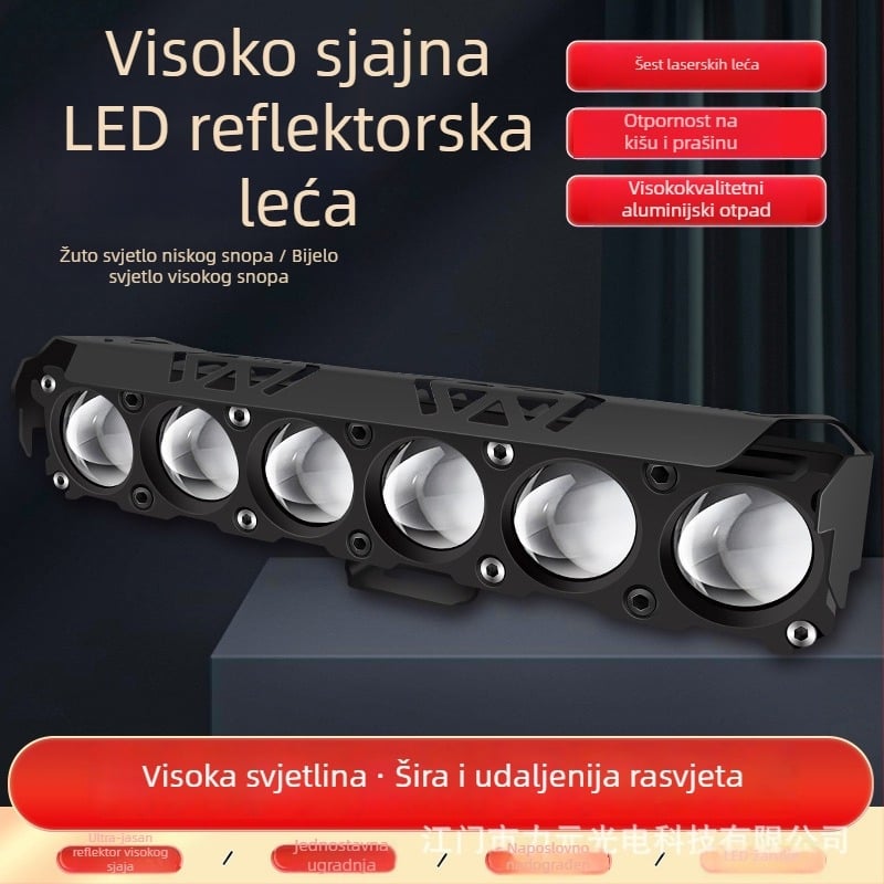 Motociklistički LED reflektor sa šest leća, 40W, 12-80V, aluminijsko kućište, s poklopcem, model G11