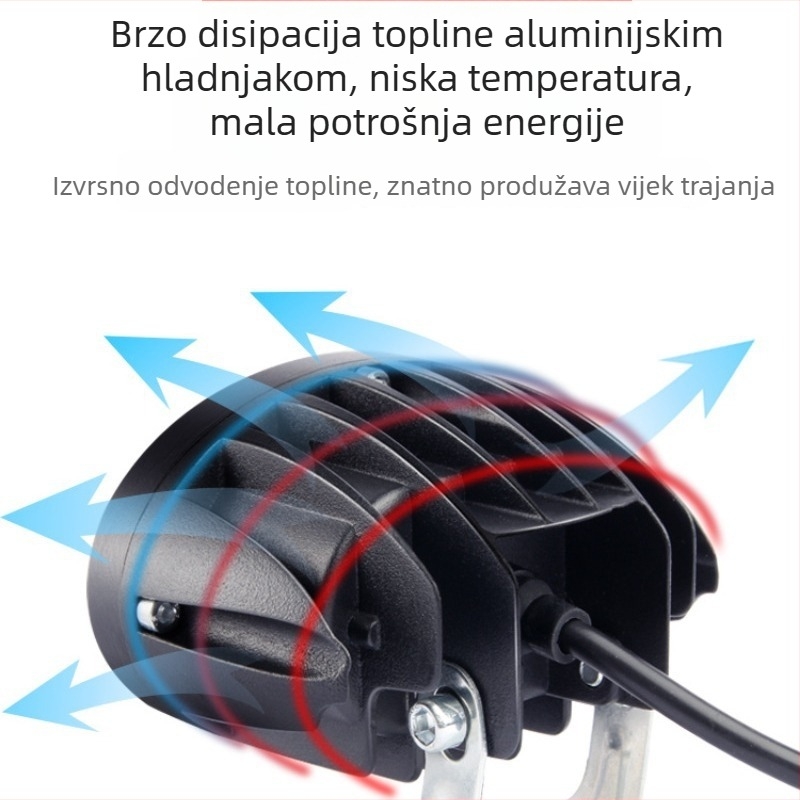 Vanjski LED reflektor za motocikle i električna vozila – aluminijska legura, 60V 1.5A, 3500lm, IPX7