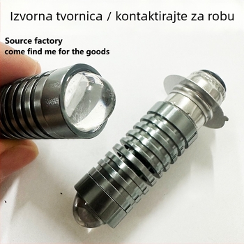 LED prednja svjetiljka za motocikl s fisheye lećom, P15D/H6, dvobojna žuto-bijela, prednje svjetlo za električna vozila