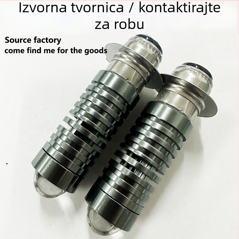 LED prednja svjetiljka za motocikl s fisheye lećom, P15D/H6, dvobojna žuto-bijela, prednje svjetlo za električna vozila