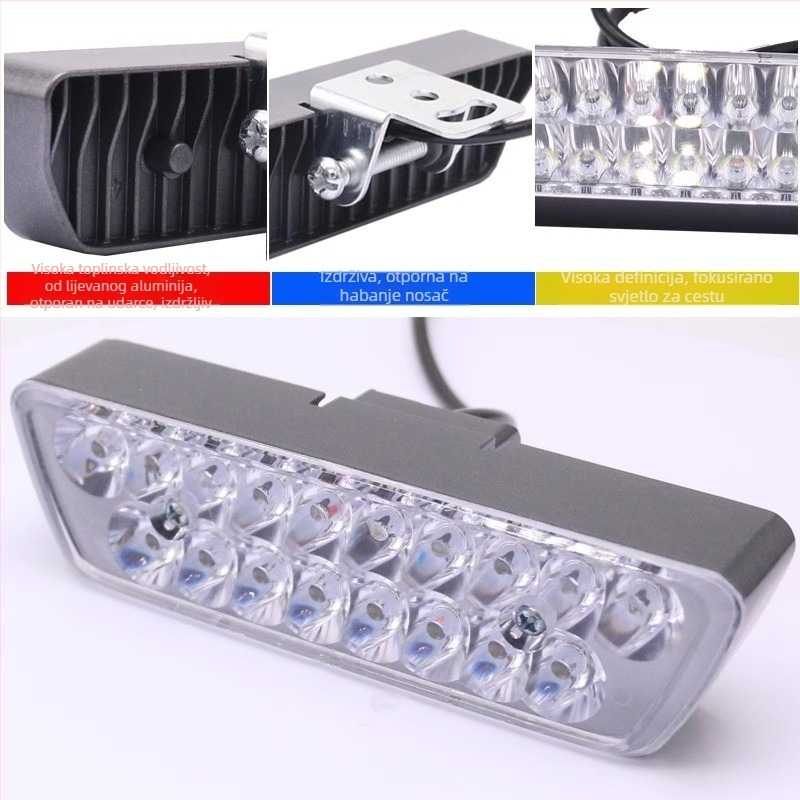 LED prednje svjetlo za električna vozila s vanjskim montažom, 12–72V, za vozila s tri kotača, s lećom
