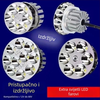 LED prednje svjetlo za motocikle i električna vozila, 12–60V, ugrađeni reflektor, daleki i bliski snop, velika žarulja