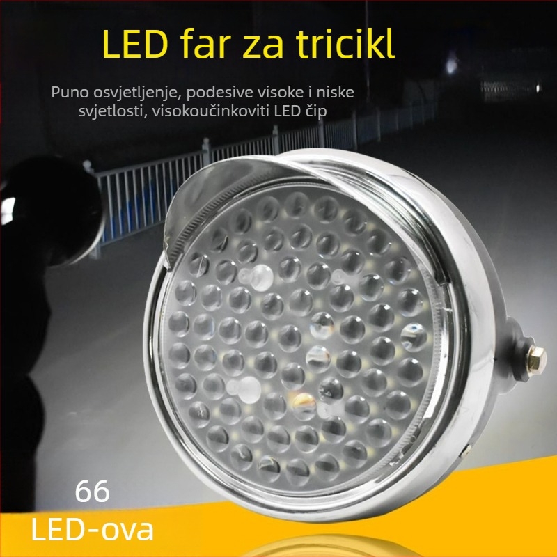 Prednje kružno LED svjetlo za tricikle i motocikle, univerzalno 12-80V, 60W, 2500 lm, 66 LED