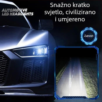 LED automobilske prednje lampe s integriranim daljinskim i kratkim snopovima, kompatibilne s 9005, H4 i H7, 40W, 12V, IP68, 3000 lm, univerzalno
