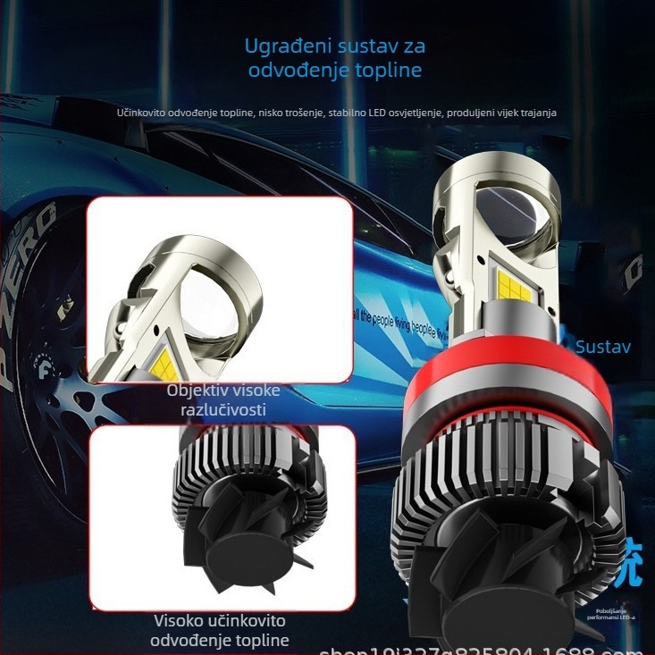 LED automobilske prednje lampe s integriranim daljinskim i kratkim snopovima, kompatibilne s 9005, H4 i H7, 40W, 12V, IP68, 3000 lm, univerzalno
