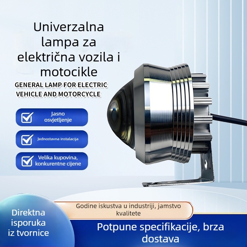 LED reflektor za motocikl, 5W, 12-85V, IP65, aluminijsko kućište