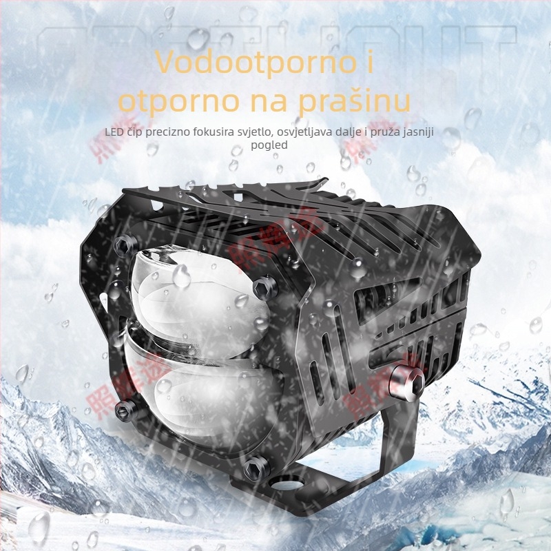 LED spot za motocikl s lećom i kućištem, 550W, 12-60V, aluminijska legura + PC, vodootporan