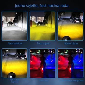LED motociklističko prednje svjetlo s trostrukim četverolisom, 12V, IP67, aluminijsko kućište, 3570 LED