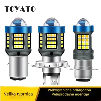Tcyato Angel Eye LED svjetlo za motocikl, H4/BA20D/P15D, bijelo-žuto dvobojno, visoka svjetlina sprijeda