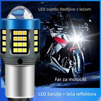 Tcyato Angel Eye LED svjetlo za motocikl, H4/BA20D/P15D, bijelo-žuto dvobojno, visoka svjetlina sprijeda