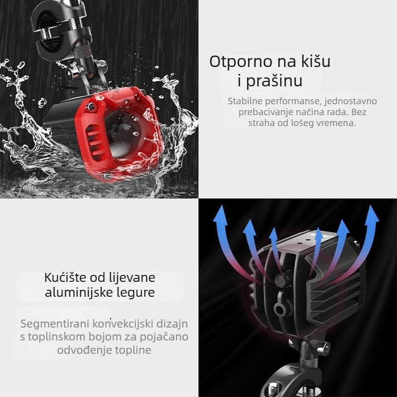 LED dvostruko bojeni spot za motocikl i električno vozilo — visok i nizak snop, prednje off-road svjetlo, vodootporno, visoka svjetlina