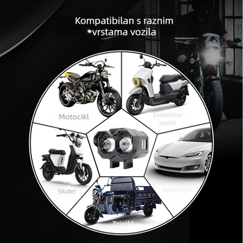 Univerzalni LED reflektor za motocikle – vanjski izuzetno svijetli Evil Eye stil prednjeg svjetla s integriranim visokim i bliskim snopom za električna vozila