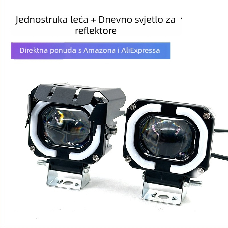 Univerzalni LED far za motocikle i električna vozila – vanjski glavni far s dnevnim svjetlom i strobom, 10W, 900 lm, s poklopcem