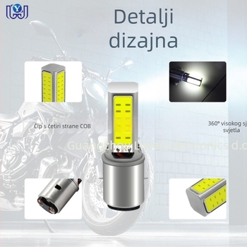 Motocikl LED glavna svjetla BA20D COB, četverostrano, visok/niski snop, 800LM, 9-60V, aluminijsko kućište