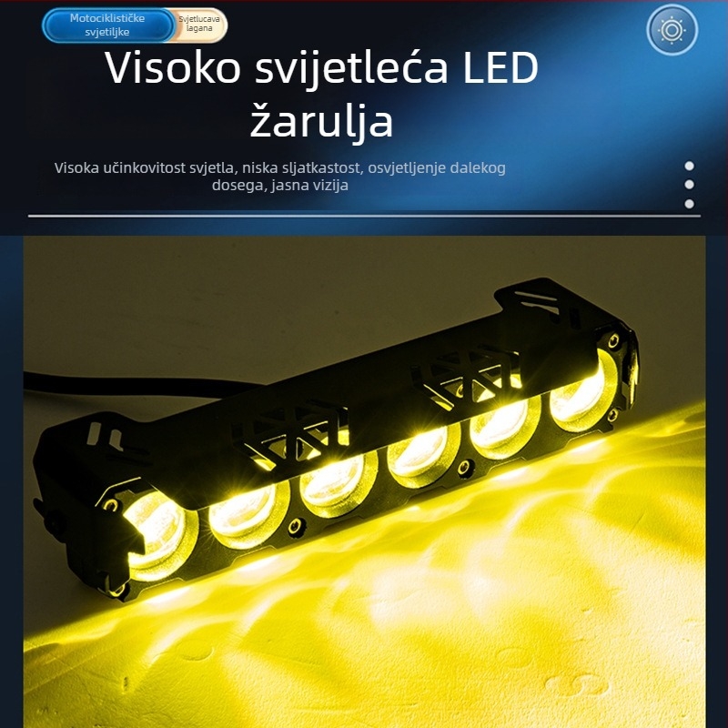 Šestodiodno LED prednje svjetlo za motocikl s lećom, 32W, 12-80V, IP67, 3000–6500 lm
