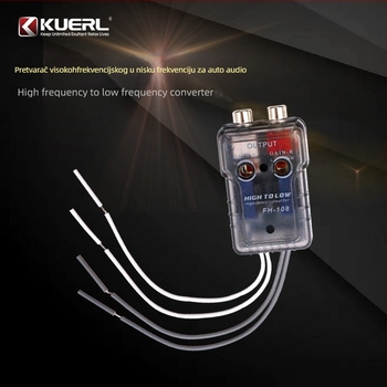 KUERL FH-108 Auto audio konverter visokofrekvencijski na niskofrekvencijski signal, 12V, 50W, univerzalna kompatibilnost
