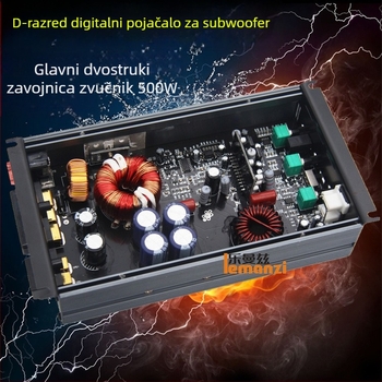 Class D visokoučinkovito auto pojačalo za pasivni subwoofer, jednokanalsko digitalno, s dvostrukom zavojnicom zvučnika, 500W