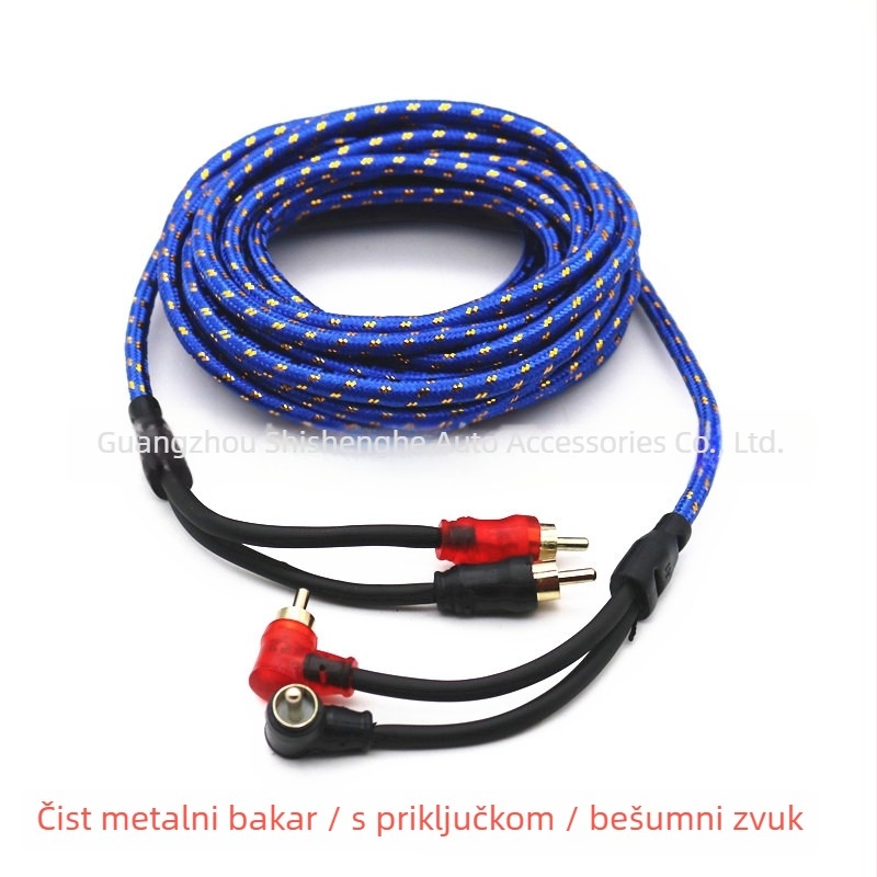 Kabel za audio interkonekciju od bakra bez kisika, dvostruko ojačan, 2RCA na 2RCA za automobilsku audio opremu
