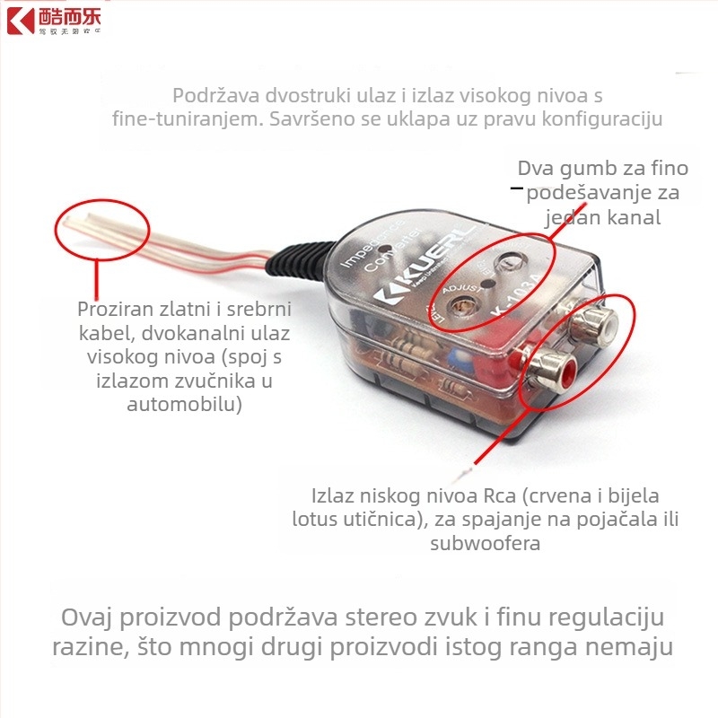 KUERL K-103A zvučni frekvencijski pretvarač, PVC kućište, napajanje 12–24V, snaga 50W