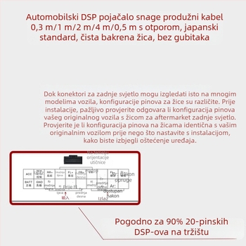 Automobilski DSP produžni kabel za pojačivač, bakreni vodiči, univerzalna kompatibilnost, mogućnost prilagođavanja