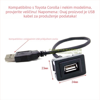 Automobilski USB kabel adapter utičnica – Model U-01, za Toyota Vios, Camry, Levin, RAV4 i Corolla – Plastično kućište, težina 0.3, audio modifikacija