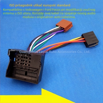ISO adapter za napajanje audio i navigacije u automobilu — kompatibilan s Ford Focus, VW, Mercedes-Benz, BMW; 12V; plastika + metal; Peak Auto Parts; prilagodba dostupna