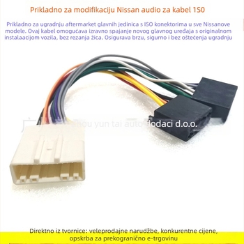 Auto audio kabel NS-01 ISO adapter za Infiniti/Nissan, bakar obložen cinkom, Evoresn/Yisen (Model NS-01; Materijal: bakar obložen cinkom; Marka: Evoresn/Yisen; Primjenjivi modeli: Infiniti/Nissan)