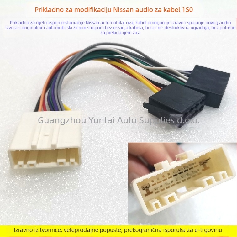 Auto audio kabel NS-01 ISO adapter za Infiniti/Nissan, bakar obložen cinkom, Evoresn/Yisen (Model NS-01; Materijal: bakar obložen cinkom; Marka: Evoresn/Yisen; Primjenjivi modeli: Infiniti/Nissan)