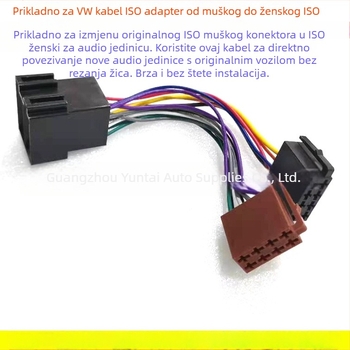 VW-004 Evoresn/Yisen ISO kabel za audio-modifikacije, bakar s tinovim premazom, kompatibilan s Volkswagenom, ISO adapter za stare i nove priključke