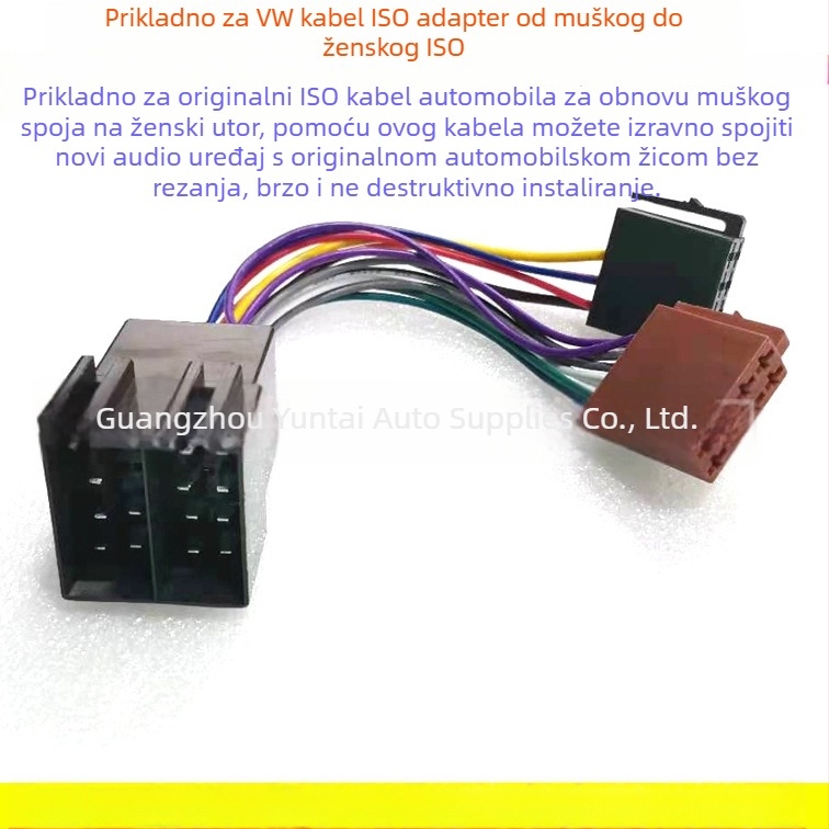 VW-004 Evoresn/Yisen ISO kabel za audio-modifikacije, bakar s tinovim premazom, kompatibilan s Volkswagenom, ISO adapter za stare i nove priključke