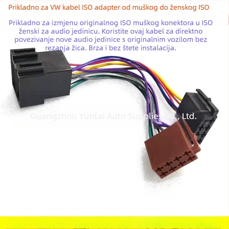 VW-004 Evoresn/Yisen ISO kabel za audio-modifikacije, bakar s tinovim premazom, kompatibilan s Volkswagenom, ISO adapter za stare i nove priključke