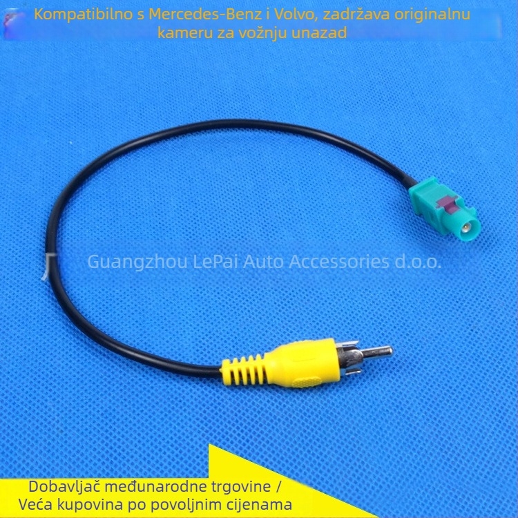 Adapter kabel za stražnju kameru, FAKRA na RCA priključak, kompatibilan s Mercedes-Benz i Volvo – zadržava OEM kameru