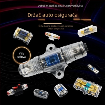Dodatak za auto audio: 60A inline osigurač za pojačalo, bakreni vodovi, težina 0,2 kg, zaštita od kratkog spoja