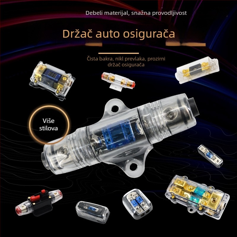 Dodatak za auto audio: 60A inline osigurač za pojačalo, bakreni vodovi, težina 0,2 kg, zaštita od kratkog spoja