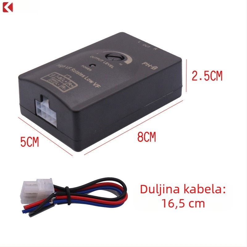 PH-2 Automatski audio pretvarač s funkcijom kašnjenja, pretvaranje visokih tonova u bas frekvencije (12-24V, 50W, 60Ω, Univerzalno)