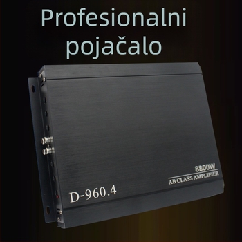 4-kanalni auto audio pojačalo, 8800W, 12V, kućište od aluminijske legure
