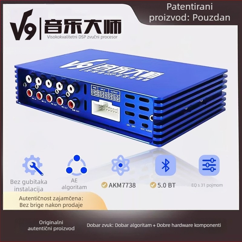 DSP automobilski audio procesor, 4 ulaza 8 izlaza, 1 kg, aluminijska legura, 280 W, model V12-V18
