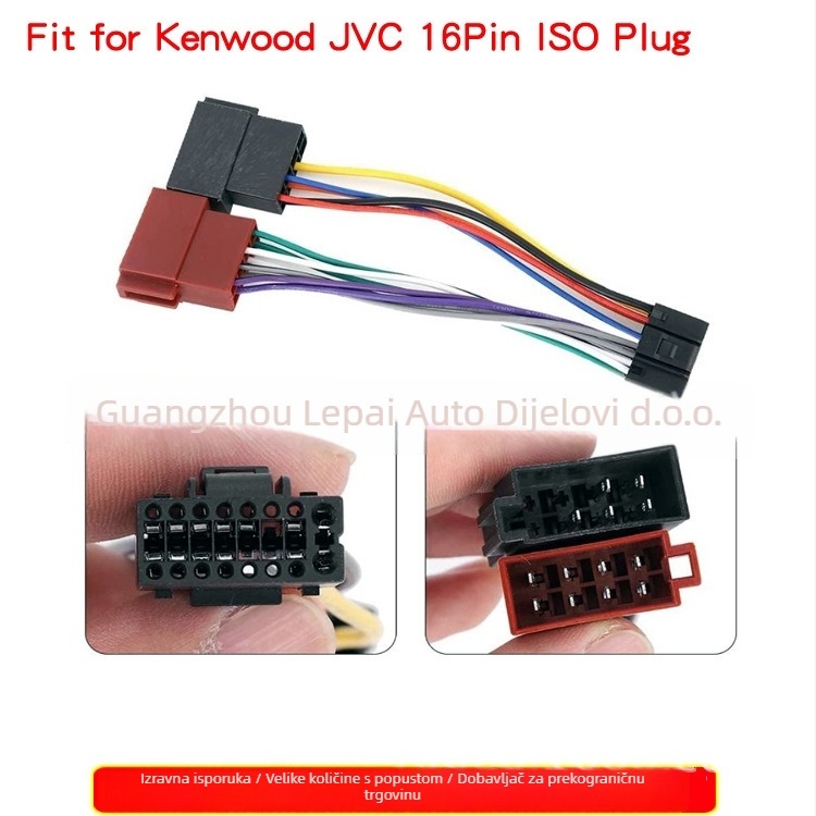 Kabel stražnjeg napajanja za CD player s ISO priključkom – kompatibilan s Kenwood i JVC