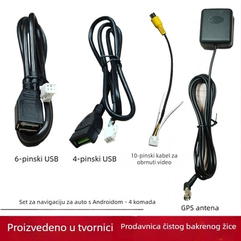 Android univerzalni navigacijski kabel za veliki zaslon s RCA izlazom, USB napajanjem, AV kabelom za povratno vožnju i GPS antenom; Težina: 0.5; Marka: Shunli; Audio kabel