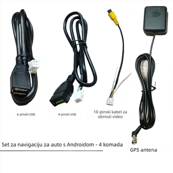 Android univerzalni navigacijski kabel za veliki zaslon s RCA izlazom, USB napajanjem, AV kabelom za povratno vožnju i GPS antenom; Težina: 0.5; Marka: Shunli; Audio kabel