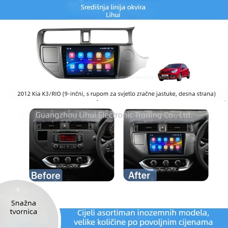 Okvir za automobilska navigaciju Kia K3/Rio 2012 - Android srednji zaslon upravljanja, navigacijski panel, plastična konstrukcija
