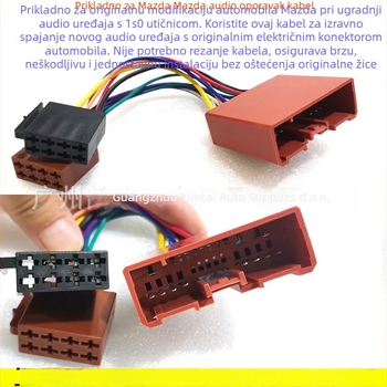 Mazda Audio/Navigacija ISO kabelski adapter – model MZD-01, materijal: bakar premazan cinkom, težina 0.05 kg, marka Evoresn/Yisen, kompatibilno s Mazda