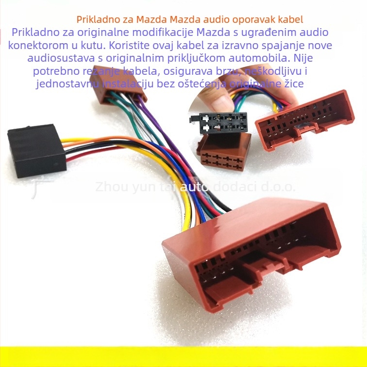 Mazda Audio/Navigacija ISO kabelski adapter – model MZD-01, materijal: bakar premazan cinkom, težina 0.05 kg, marka Evoresn/Yisen, kompatibilno s Mazda