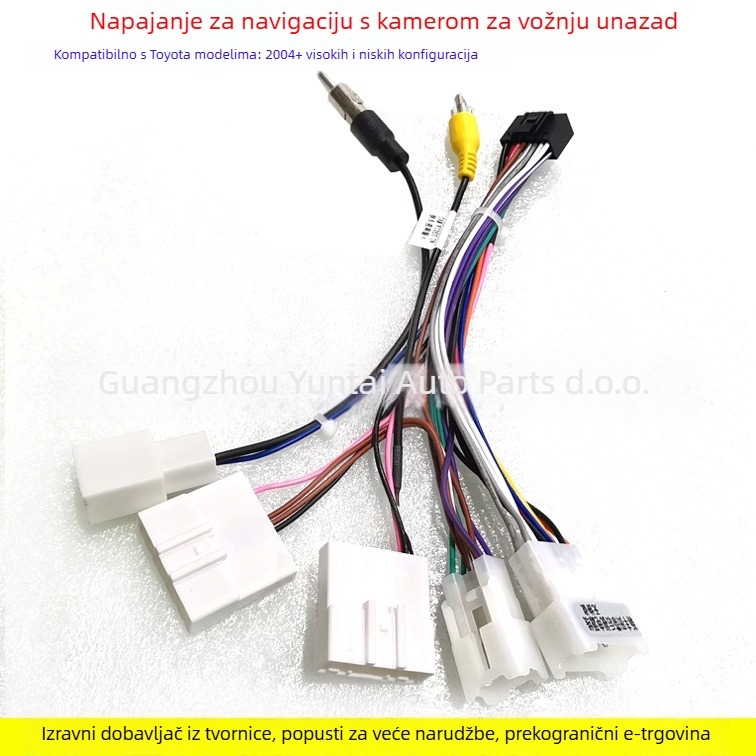 Napojni kabel za Toyota Android navigaciju, 16-pinski repni kabel, model TO-002, Evoresn/Yisen, kompatibilan s Toyota Android navigacijskim sustavima