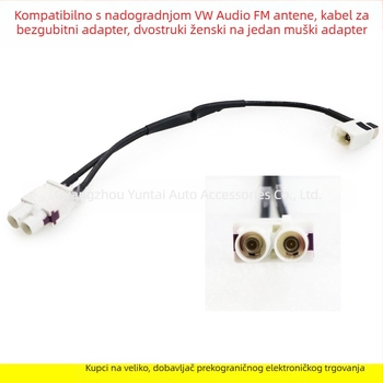VW CD player FM antena adapter — bakar, dvije ženke na jedan muški priključak, radijska modifikacija