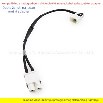 VW CD player FM antena adapter — bakar, dvije ženke na jedan muški priključak, radijska modifikacija